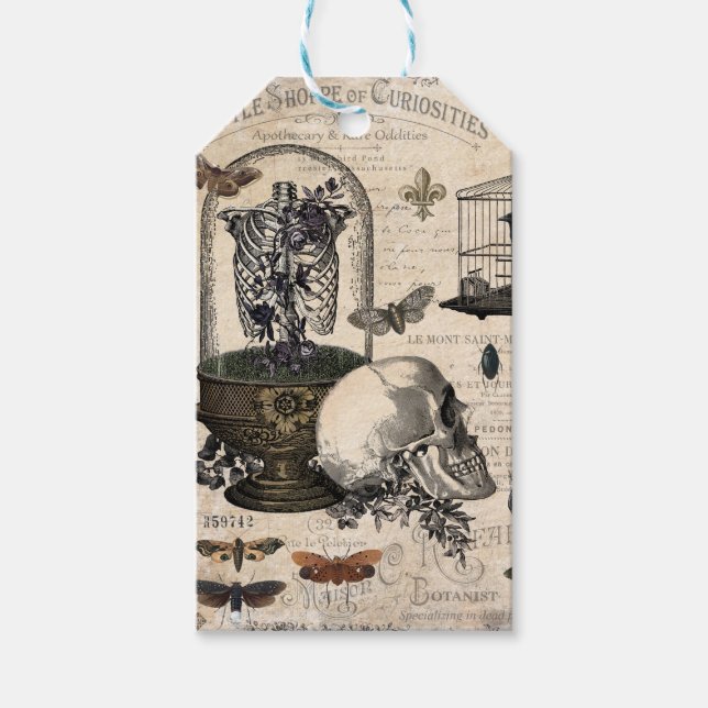Moderner Vintager Halloween-Garten Geschenkanhänger (Vorderseite)