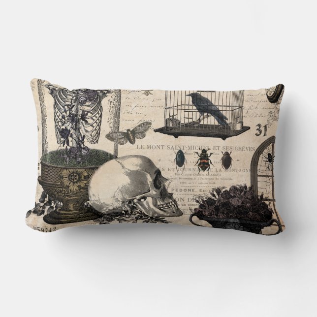 Moderner Vintager Halloween-Garten Lendenkissen (Vorderseite)