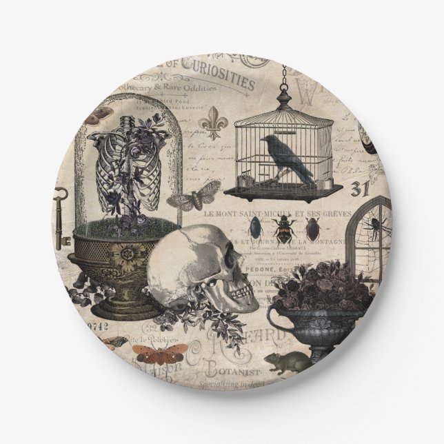 Moderner Vintager Halloween-Garten Pappteller (Vorderseite)