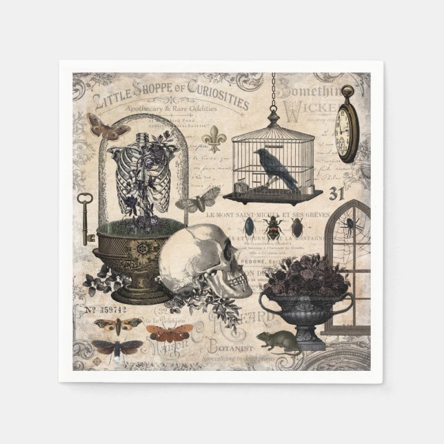Moderner Vintager Halloween-Garten Serviette (Vorderseite)