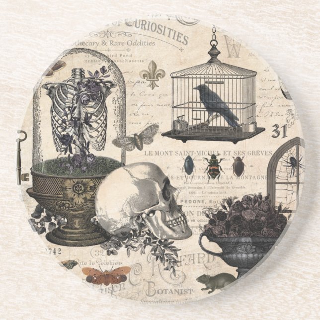 Moderner Vintager Halloween-Garten Untersetzer (Vorne)