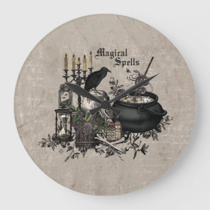 Moderner Vintager Halloween-HEXENBREW Große Wanduhr
