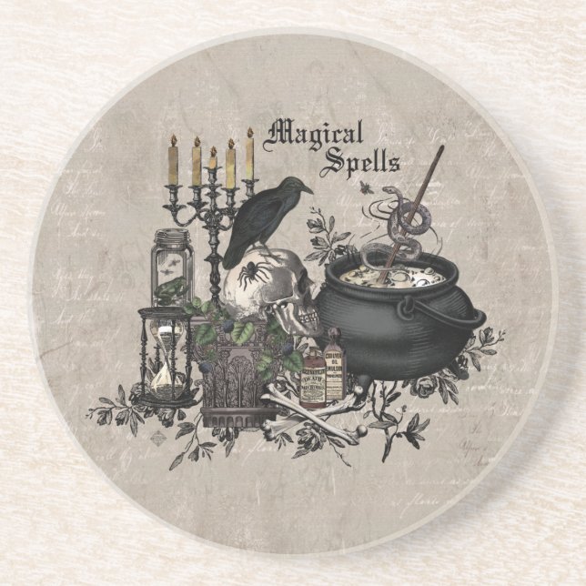 Moderner Vintager Halloween-HEXENBREW Untersetzer (Vorne)
