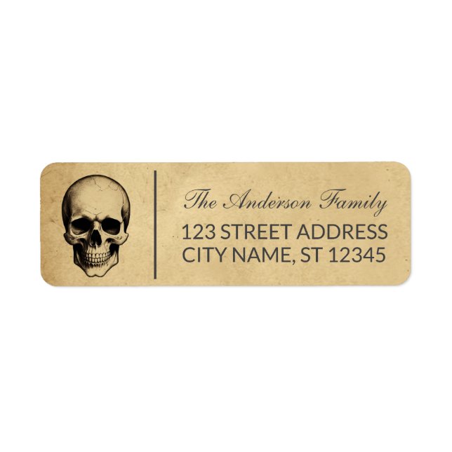 Moderner Vintager Halloween-Skull-Familienname (Vorne)