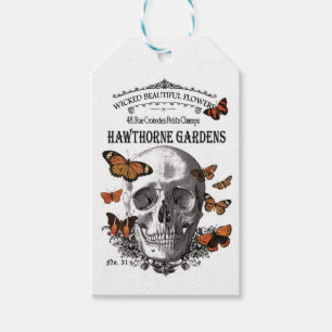 moderner Vintager Halloweenschädel und Geschenkanhänger