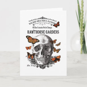 moderner Vintager Halloweenschädel und Karte