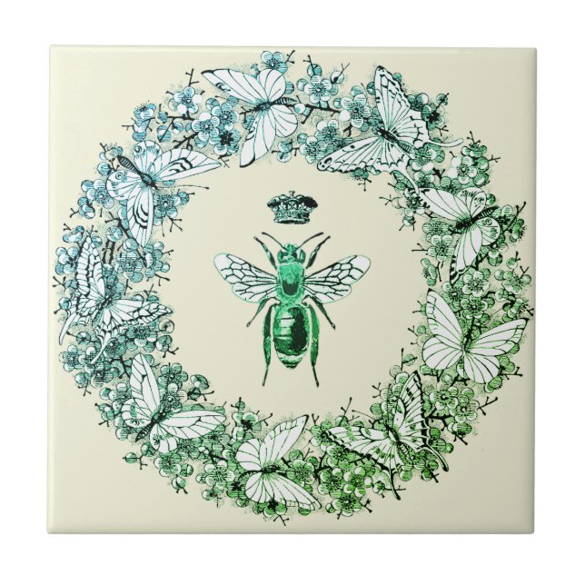 Moderner Vintager Kronenschmetterling Fliese (Vorderseite)