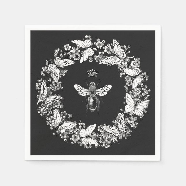Moderner Vintager Kronenschmetterling Serviette (Vorderseite)