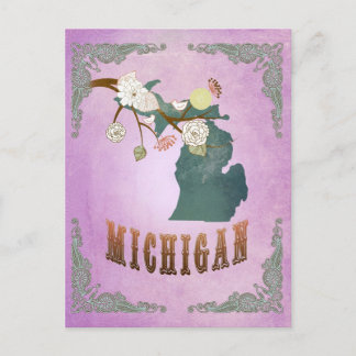 Moderner Vintager Michigan Staat Karte Lila