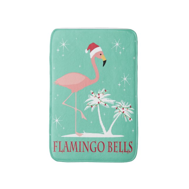 MODERNER VINTAGER RETRO WEIHNACHTSflamingo Badematte (Vorderseite Vertikal)