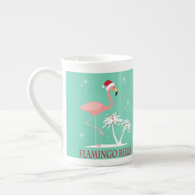 MODERNER VINTAGER RETRO WEIHNACHTSflamingo Prozellantasse (Links)