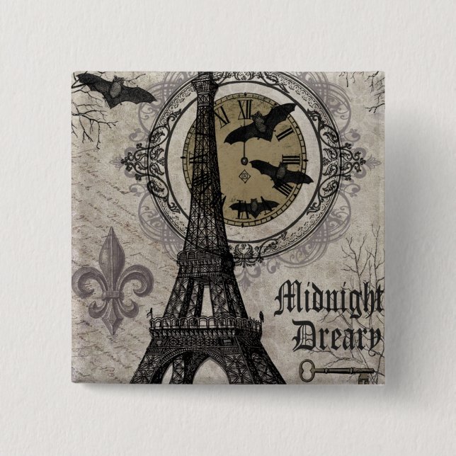 moderner Vintager Turm Franzosehalloweens Eiffel Button (Vorderseite)