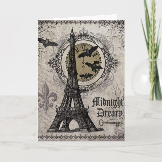 moderner Vintager Turm Franzosehalloweens Eiffel Karte (Vorderseite)