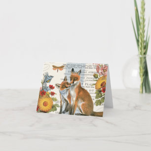 Moderner Vintager Waldfuchs Karte