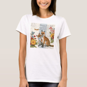 Moderner Vintager Waldfuchs T-Shirt