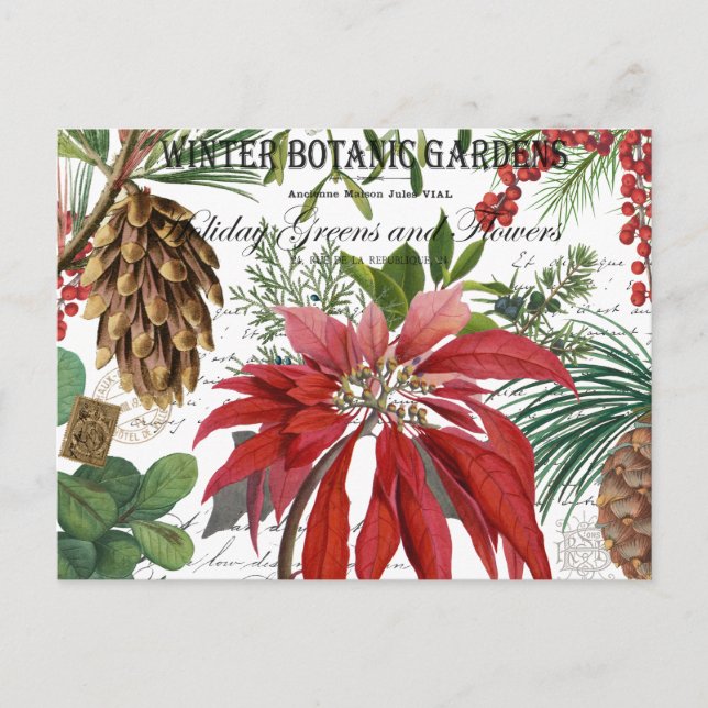 Moderner Vintager Wintergarten mit Blumen Postkarte (Vorderseite)