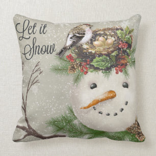 moderner Vintager Wintergarten Snowman Kissen