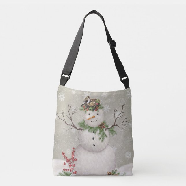 moderner Vintager Wintergarten Snowman Tragetaschen Mit Langen Trägern (Vorderseite)