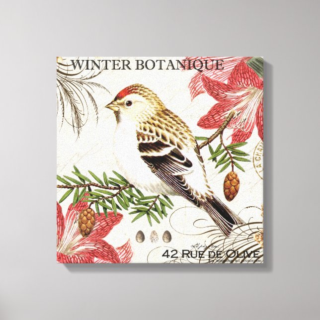 moderner Vintager Wintervogel Leinwanddruck (Vorderseite)