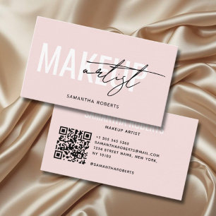 Moderner Visagist QR-Code Blush rosa Visitenkarte