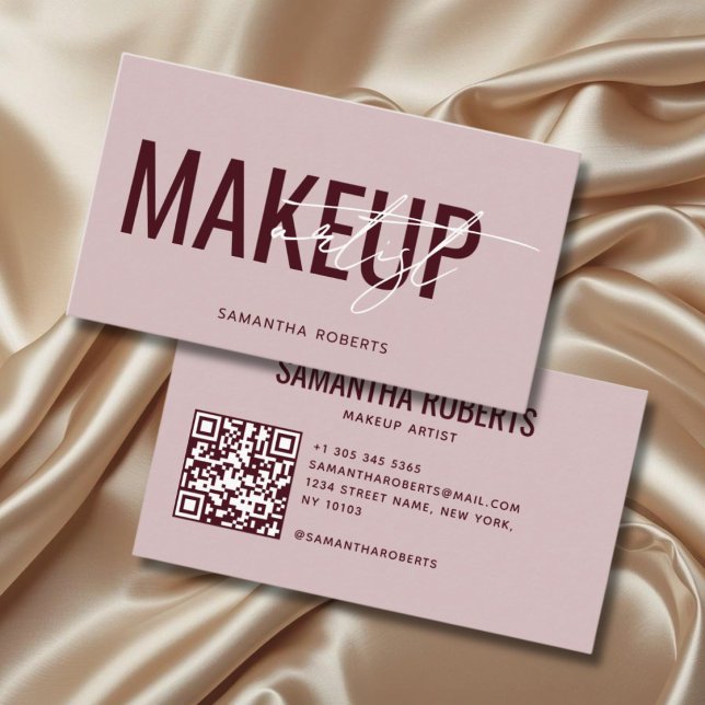 Moderner Visagist QR-Code pink rot Visitenkarte (Von Creator hochgeladen)