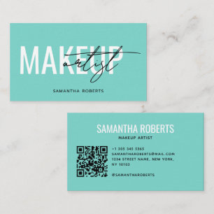 Moderner Visagist QR-Code teal Visitenkarte