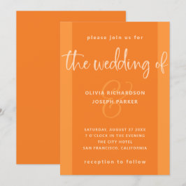 Moderner Vorschlag| Papaya Orange Hochzeit Einladung
