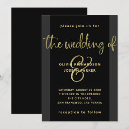 Moderner Vorschlag| Schwarze und Goldhochzeit Einladung