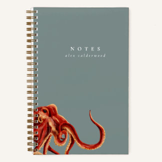 Moderner Wasserfarben-Oktopus Personalisiert Notizbuch