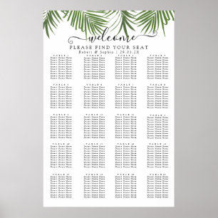 Moderner Wasserfarben-Palmbaum-Sitzplan Poster