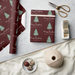 Moderner Wasserfarben-Weihnachtsbaum mit individue Geschenkpapier