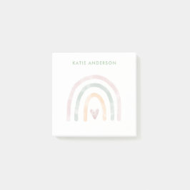 Moderner Wasserfarbenbogen mit Herz Post-it Klebezettel