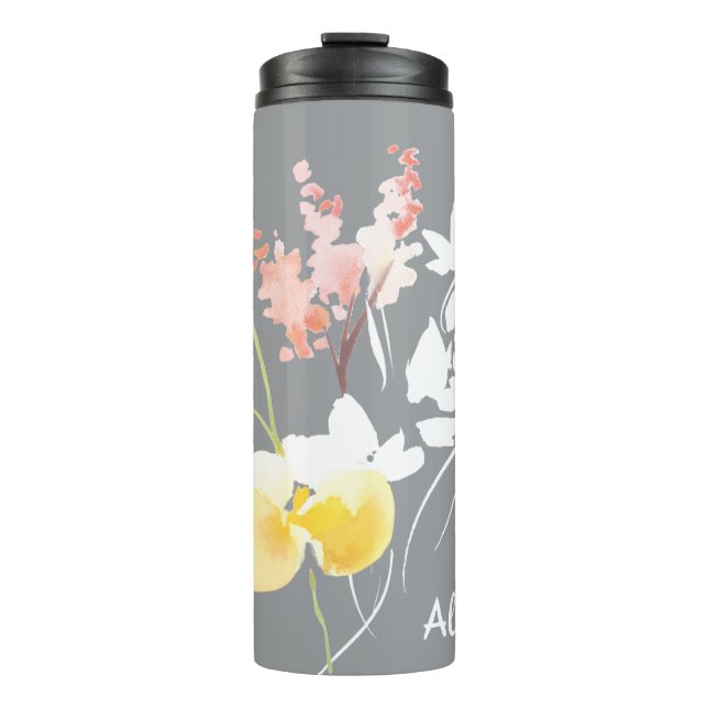 Moderner Wasserfarbenfloraler Tumbler Thermosbecher (Vorderseite)