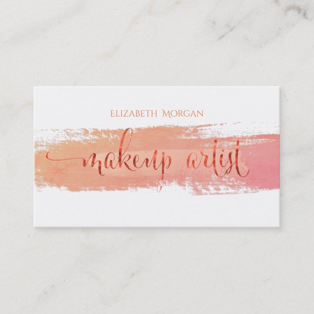 Moderner Wasserfarbenpinselstrich, Makeup Artist Visitenkarte (Vorderseite)