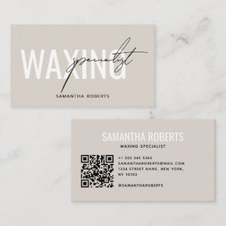 Moderner Waxing-Spezialist QR-Code grau schwarz Visitenkarte