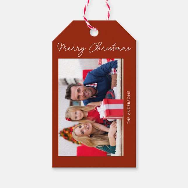 Moderner Weihnachts-Familienurlaub Foto Geschenkanhänger (Vorderseite)