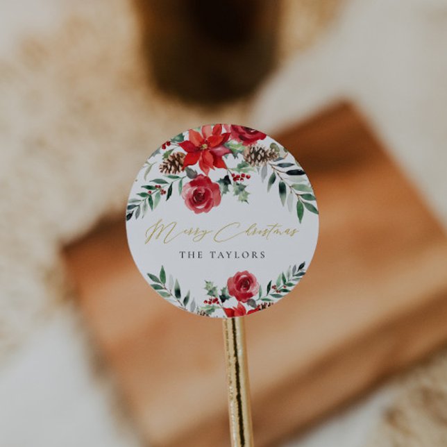 Moderner Weihnachts-Klassiker Runder Umschlag Aufk Aufkleber (Von Creator hochgeladen)