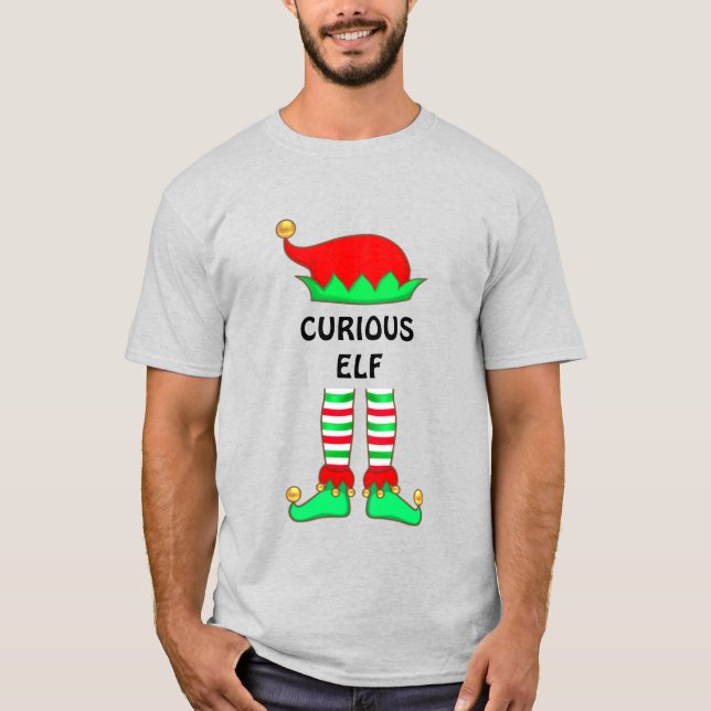 Moderner Weihnachts-Neugieriger Elf-T - Shirt (Vorderseite)