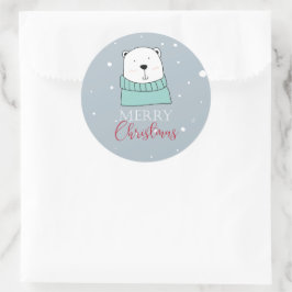 Moderner Weihnachtsbär Runder Aufkleber