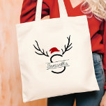 Moderner Weihnachtsbaum Antler Weihnachtsbaum Indi Tragetasche<br><div class="desc">Feiertagfröhlichkeit im Stil! 🎅 Passen Sie Ihre moderne antler Santa Tasche mit Ihrem Monogramm und Namen an. Ein festliches,  niedliches und einzigartiges Weihnachtsgeschenk für Ihre Lieben! 🎄 #SantaMonogramTote #ChristmasStyle</div>