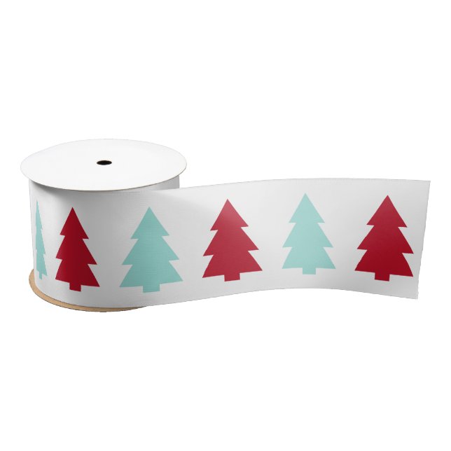 Moderner Weihnachtsbaum, Aqua und Rot Satinband (Spule)