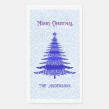 Moderner Weihnachtsbaum Blaue Schneeflocken Person