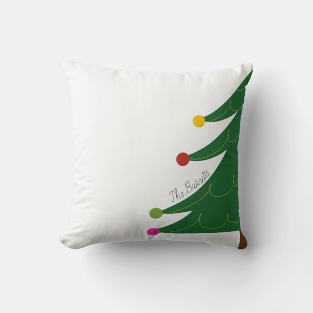 Moderner Weihnachtsbaum - Familienname Kissen (Vorderseite)