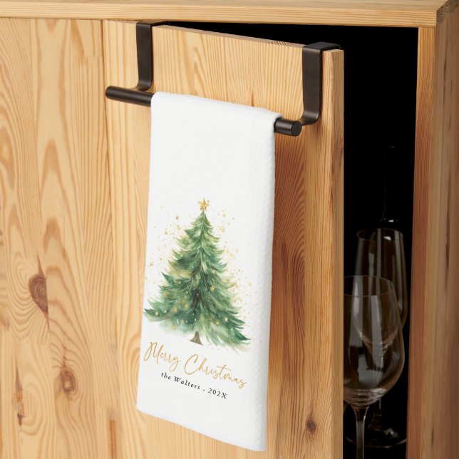 Moderner Weihnachtsbaum Geschirrtuch (Drittel gefaltet)