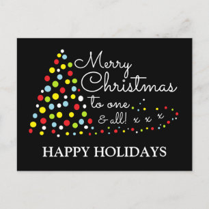 Moderner Weihnachtsbaum, glücklicher Urlaub Post Feiertagspostkarte