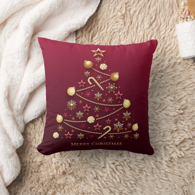 Moderner Weihnachtsbaum Gold Ornament Snowflake Sn Kissen (Decke)