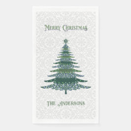 Moderner Weihnachtsbaum Grün Personalisiert Serviette