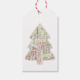 Moderner Weihnachtsbaum grün und rot Geschenkanhänger