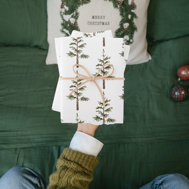 Moderner Weihnachtsbaum Grüne Pine Tree Geschenkpapier Set (Von Creator hochgeladen)