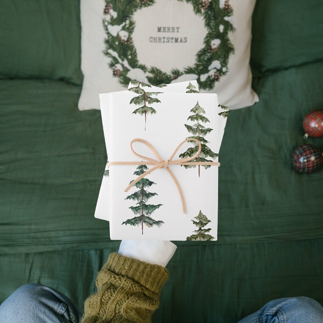 Moderner Weihnachtsbaum Grüne Pine Tree Geschenkpapier Set (Von Creator hochgeladen)